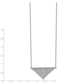 Stainless Steel Polished Preciosa Crystal Triangle 16in w/2in ext Necklace